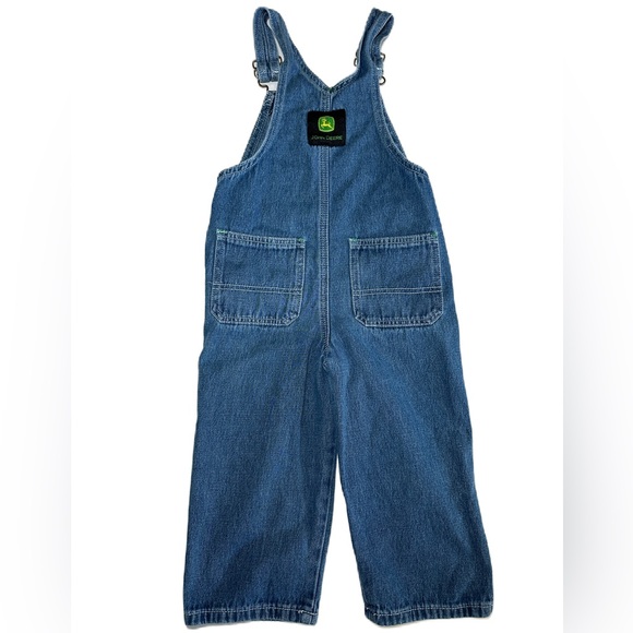 John Deere Denim Bib Overalls Toddler Size 3T  Adjustable Straps Country Farm - Picture 2 of 8
